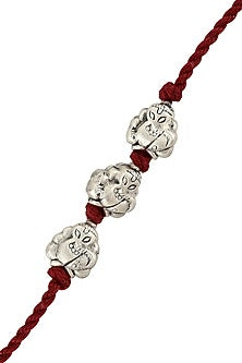 Silver Finish Handcrafted Ganesh Rakhi