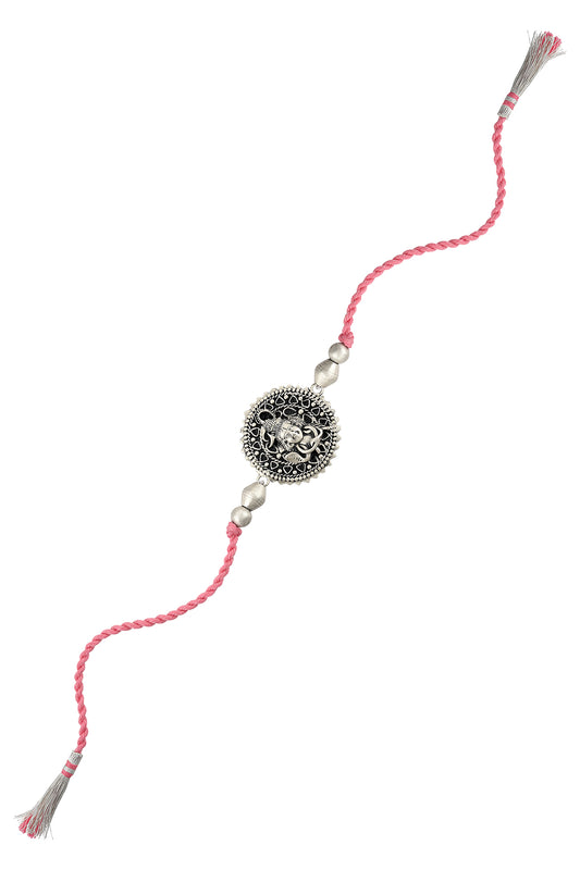 Silver Finish Handcrafted Shiva Motifs Rakhi