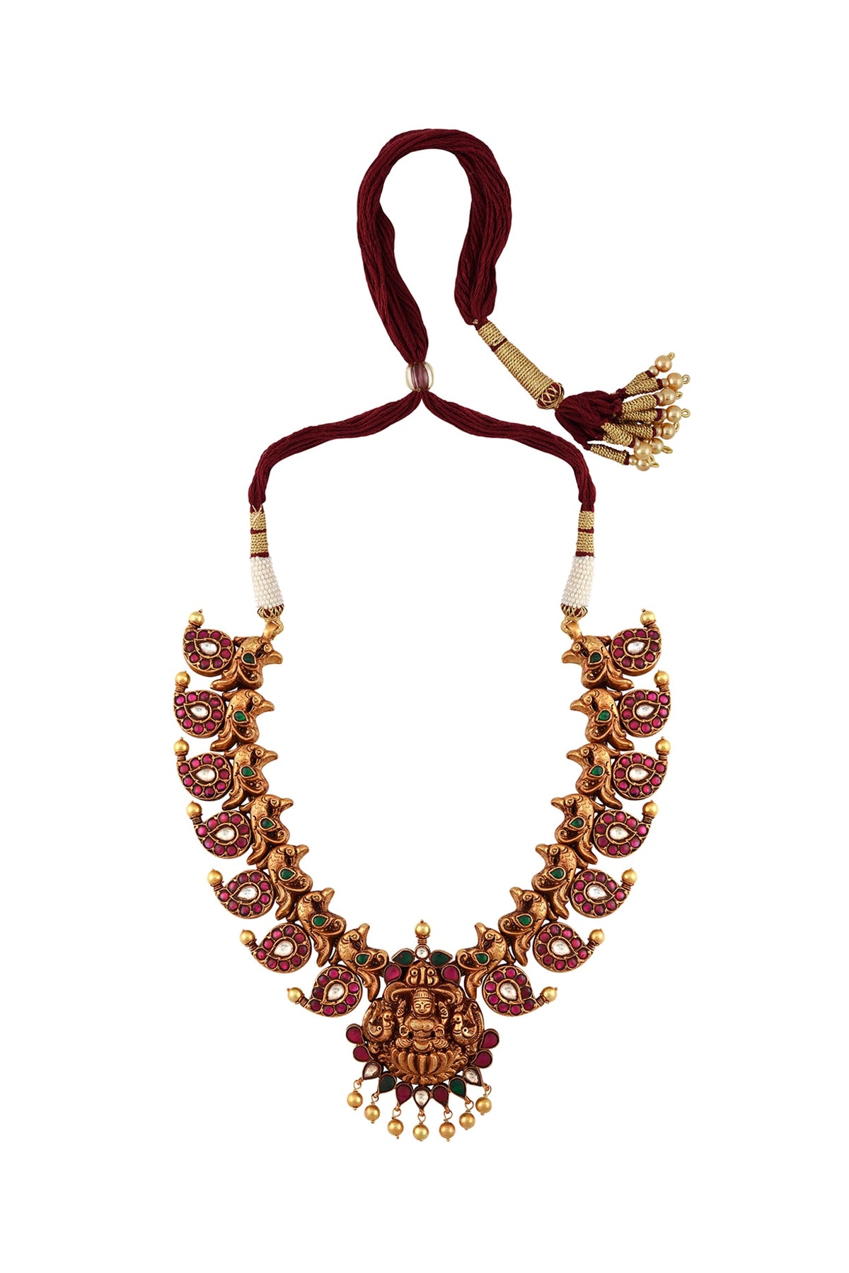 Gold Finish Handcrafted Necklace In Sterling Silver