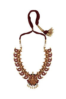 Gold Finish Handcrafted Necklace In Sterling Silver