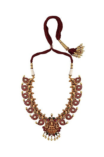 Gold Finish Handcrafted Necklace In Sterling Silver