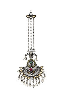 White Finish Handcrafted Maang Tikka In Sterling Silver