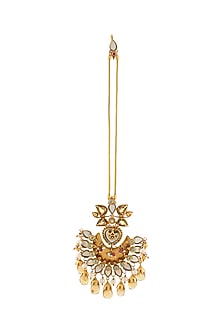 Gold Finish Handcrafted Maang Tikka In Sterling Silver
