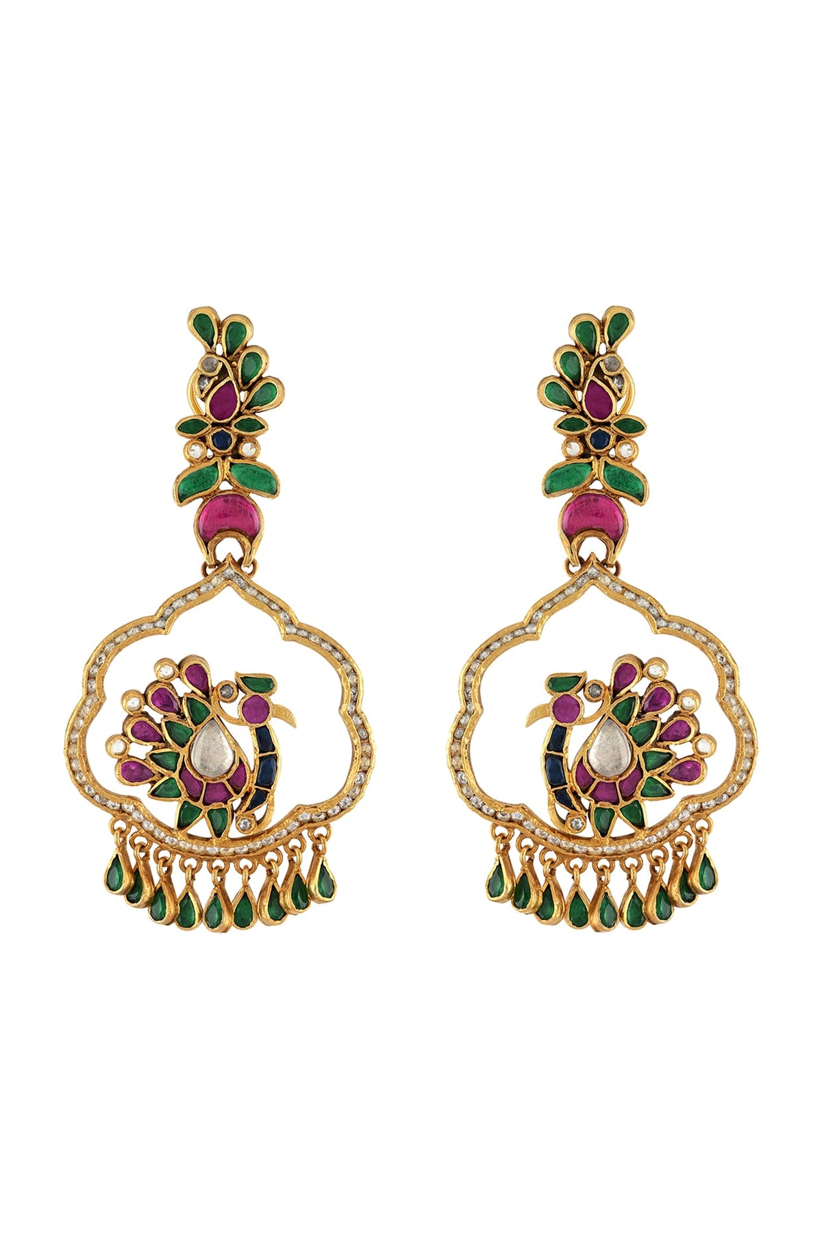 Gold Finish Handcrafted Dangler Earrings In Sterling Silver