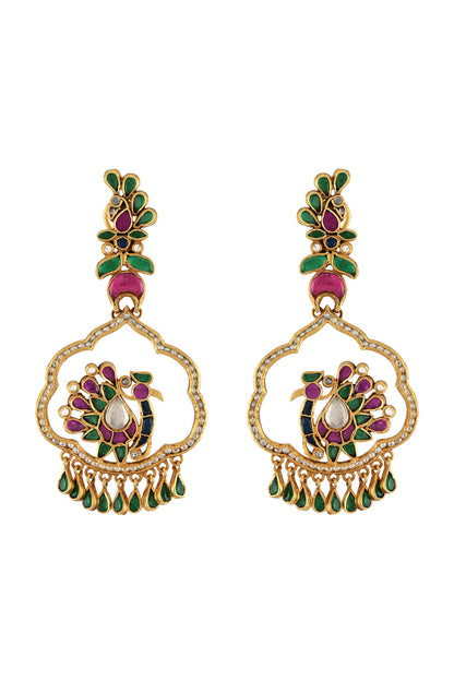 Gold Finish Handcrafted Dangler Earrings In Sterling Silver
