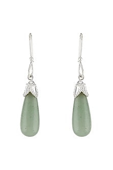 White Finish Chalcedony Earrings In Sterling Silver