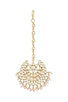Gold Plated Glass & Pearls Maangtikka