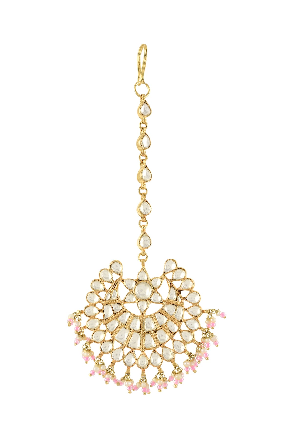Gold Plated Glass & Pearls Maangtikka