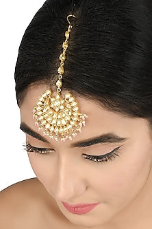 Gold Plated Glass & Pearls Maangtikka