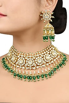 Gold Plated Turquoise Stones Collar Necklace