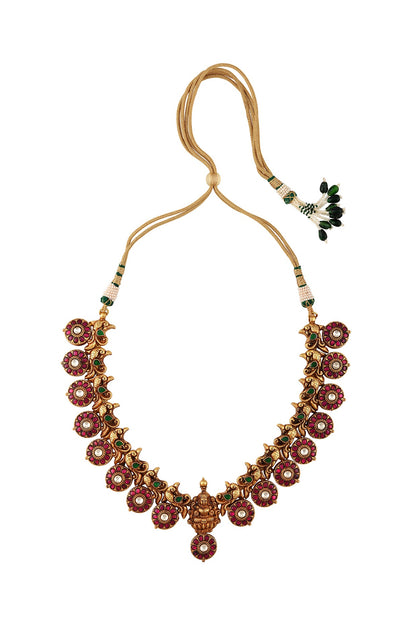 Gold Plated Glass & Pearls Necklace