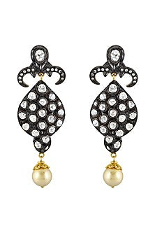 Gold Plated & Black Rhodium Glass Earrings