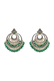 Gold Plated & Black Rhodium Pearls Earrings
