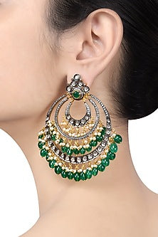 Gold Plated & Black Rhodium Pearls Earrings
