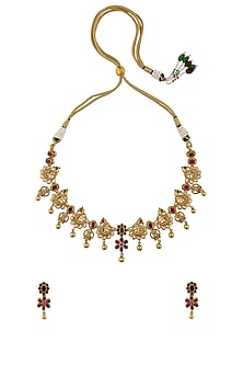 Gold Finish Handcrafted Necklace Set In Sterling Silver