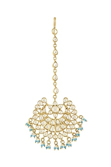 Gold Plated Pearls & Glass Maangtikka