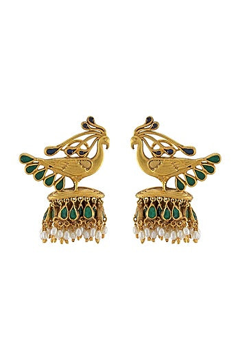 Gold Plated Pearls & Glass Earrings
