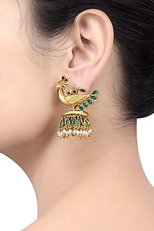 Gold Plated Pearls & Glass Earrings