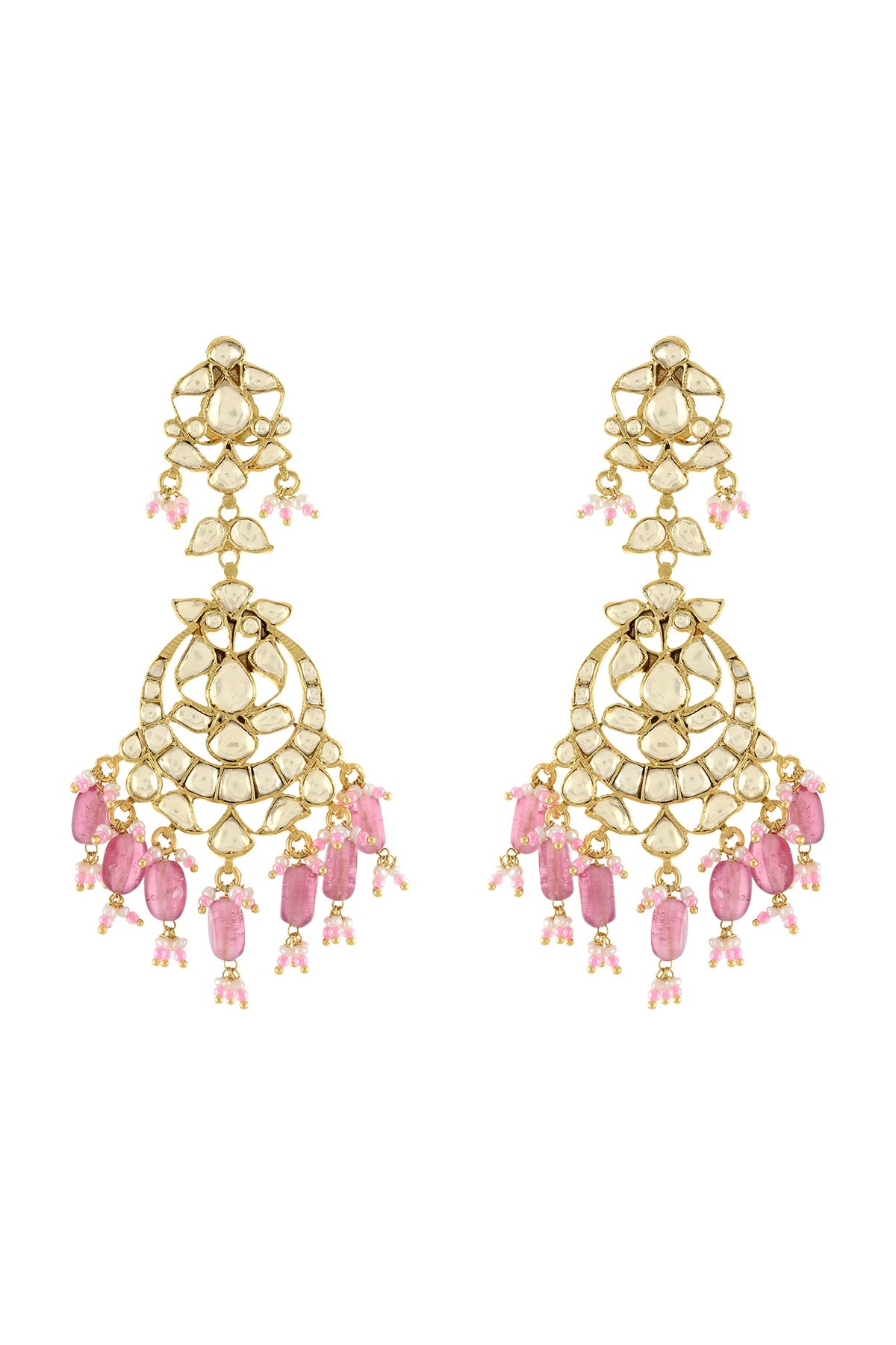 Gold Plated Glass & Pearl Dangler Earrings