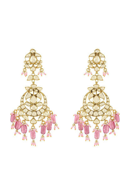 Gold Plated Glass & Pearl Dangler Earrings