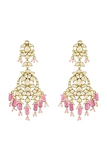Gold Plated Glass & Pearl Dangler Earrings