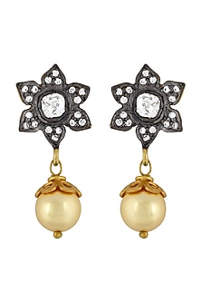 Gold Plated & Black Rhodium Finish Glass Earrings