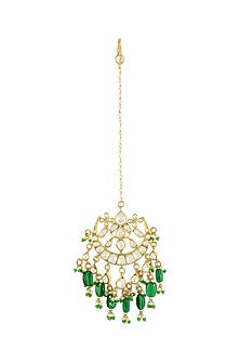 Gold Plated Glass Beaded Maang Tikka