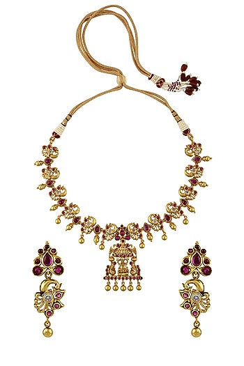 Gold Plated Glass Necklace Set