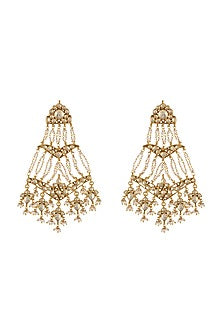 Gold Plated Glass & Pearls Earrings