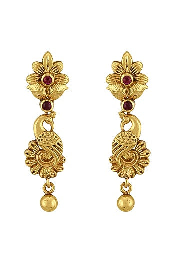 Gold Plated Red Stones Necklace Set