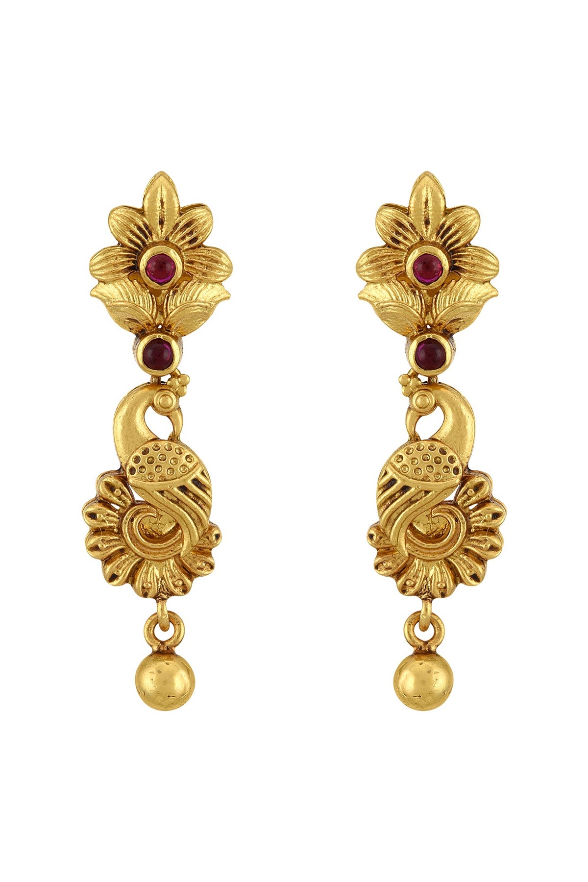 Gold Plated Red Stones Necklace Set