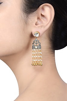 Gold Plated & Black Rhodium Finish Glass Earrings