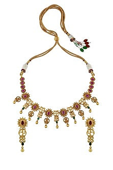 Gold Plated Green Stone Necklace Set