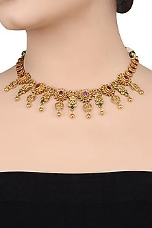 Gold Plated Green Stone Necklace Set