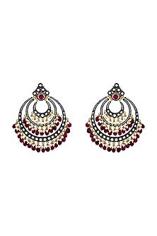 Gold Plated & Black Rhodium Finish Glass Earrings