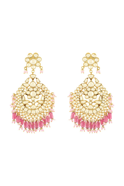 Gold Plated French Pink Beaded Earrings