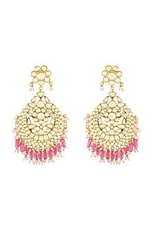 Gold Plated French Pink Beaded Earrings