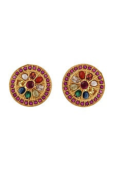 Gold Plated Glass Stud Earrings