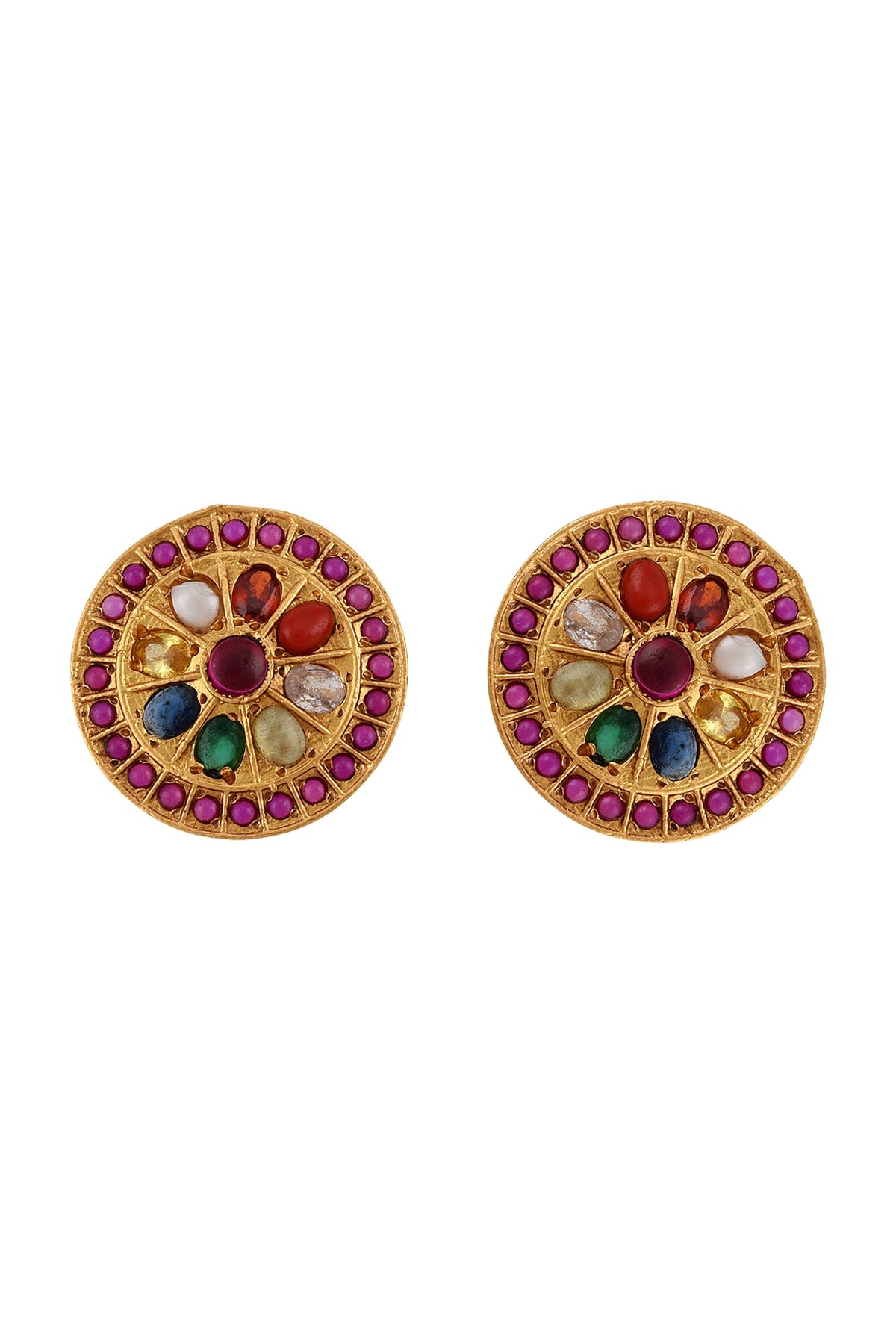 Gold Plated Glass Stud Earrings