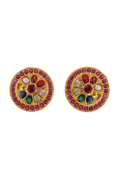 Gold Plated Glass Stud Earrings