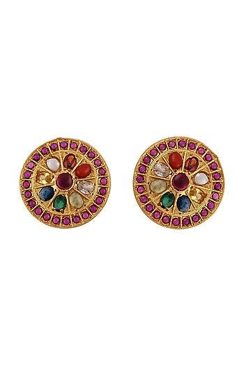 Gold Plated Glass Stud Earrings