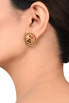 Gold Plated Glass Stud Earrings