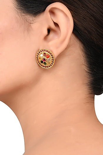 Gold Plated Glass Stud Earrings