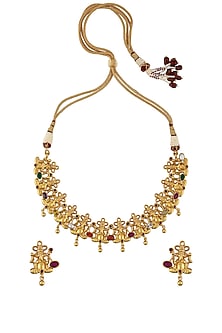 Gold Plated Gemstones Necklace Set