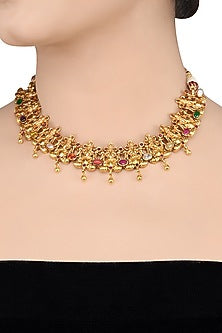 Gold Plated Gemstones Necklace Set