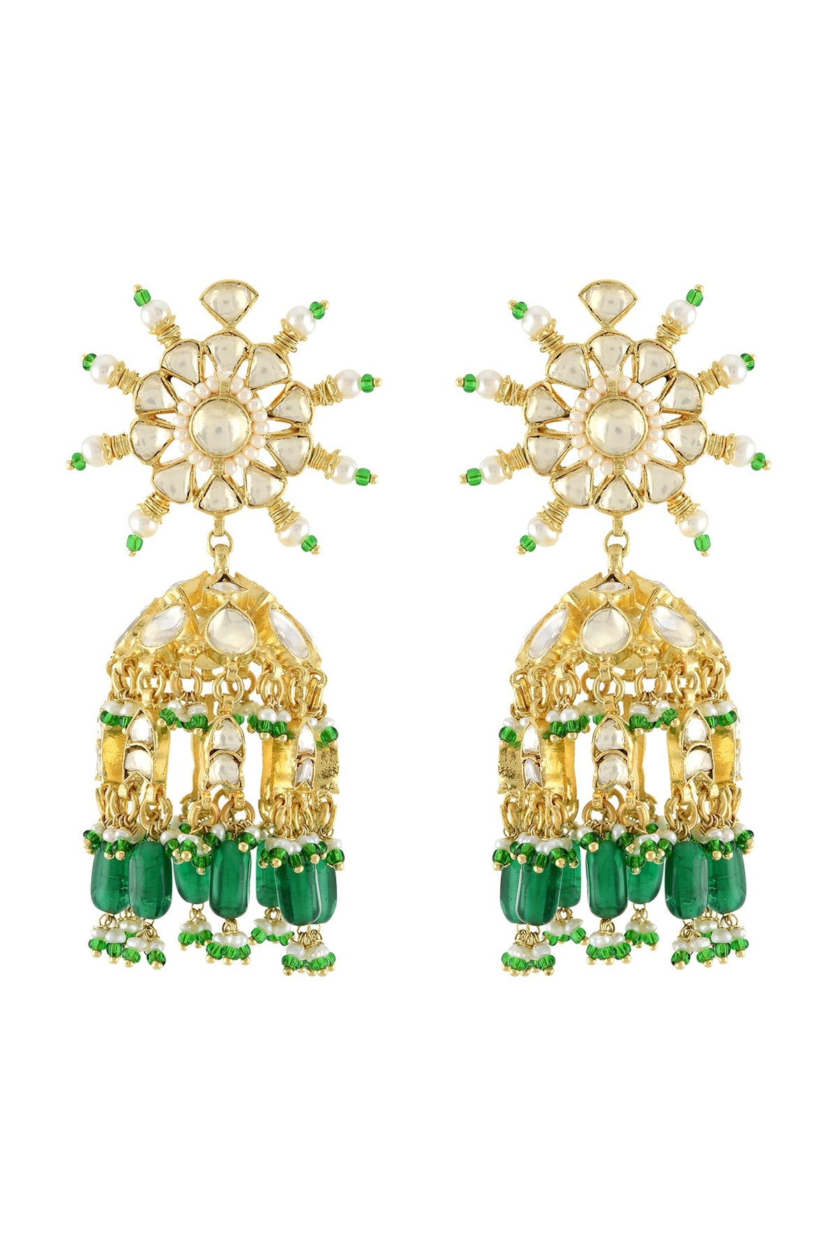 Gold Plated Pearls & Glass Earrings
