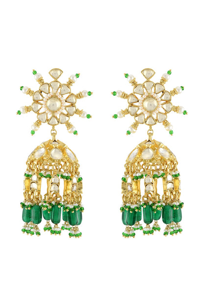 Gold Plated Pearls & Glass Earrings