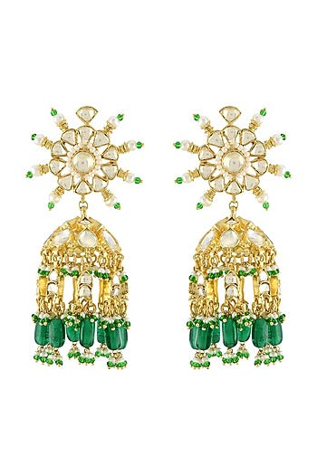 Gold Plated Pearls & Glass Earrings