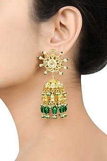 Gold Plated Pearls & Glass Earrings