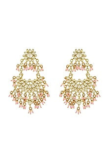 Gold Plated Pearls & Glass Dangler Earrings